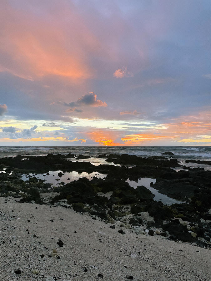 Watercolor Sunset at Kaena Point Photograph by Deborah League