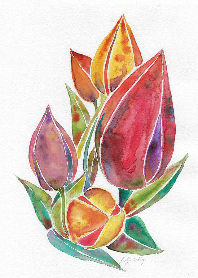 Watercolor Tulips Painting by Kristye Dudley
