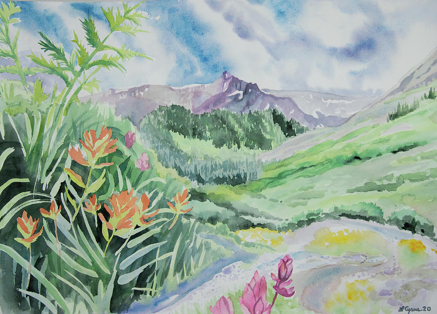 Watercolor - View from Yankee Boy Basin Painting by Cascade Colors