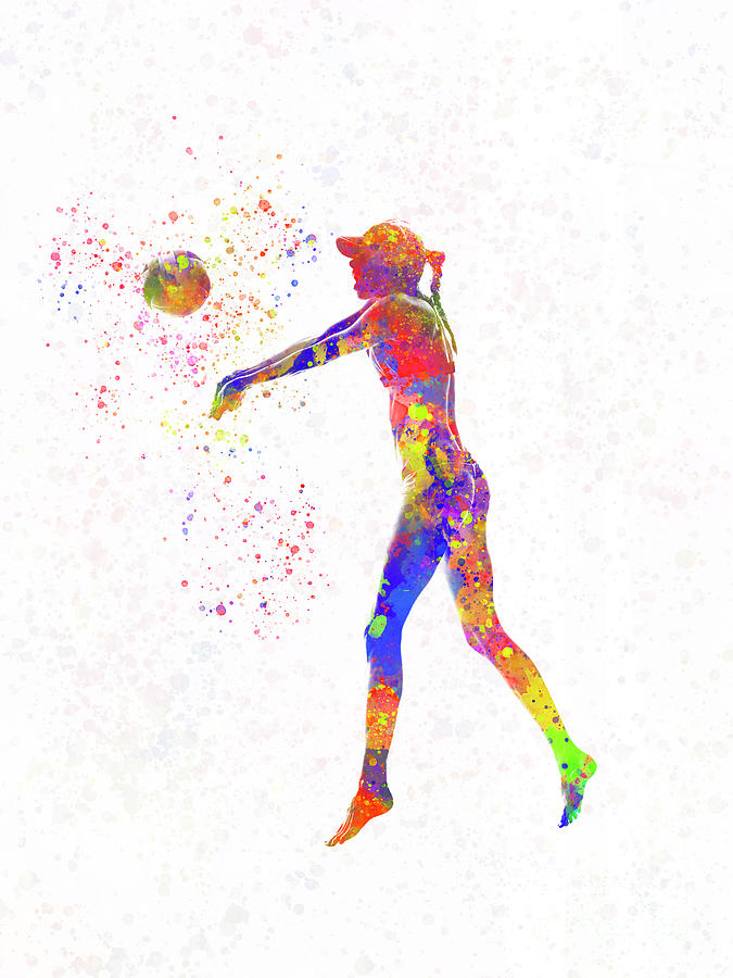 Watercolor volleyball player Digital Art by Vi Art