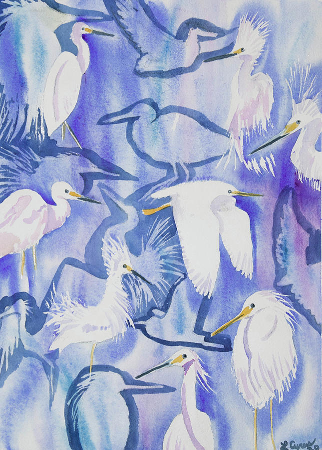 Watercolor- Waterbird Design Painting by Cascade Colors