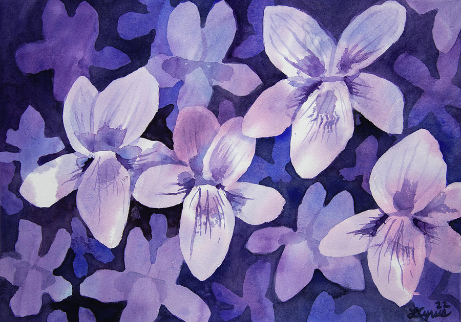 Watercolor - Wild Violet Design Painting by Cascade Colors