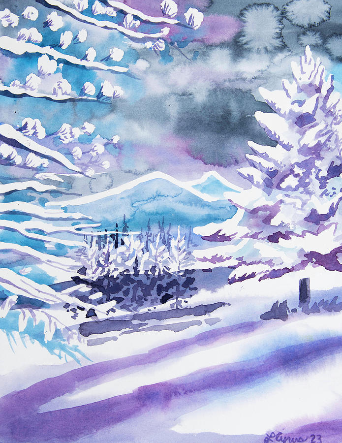 Watercolor - Winter in the Foothills Painting by Cascade Colors