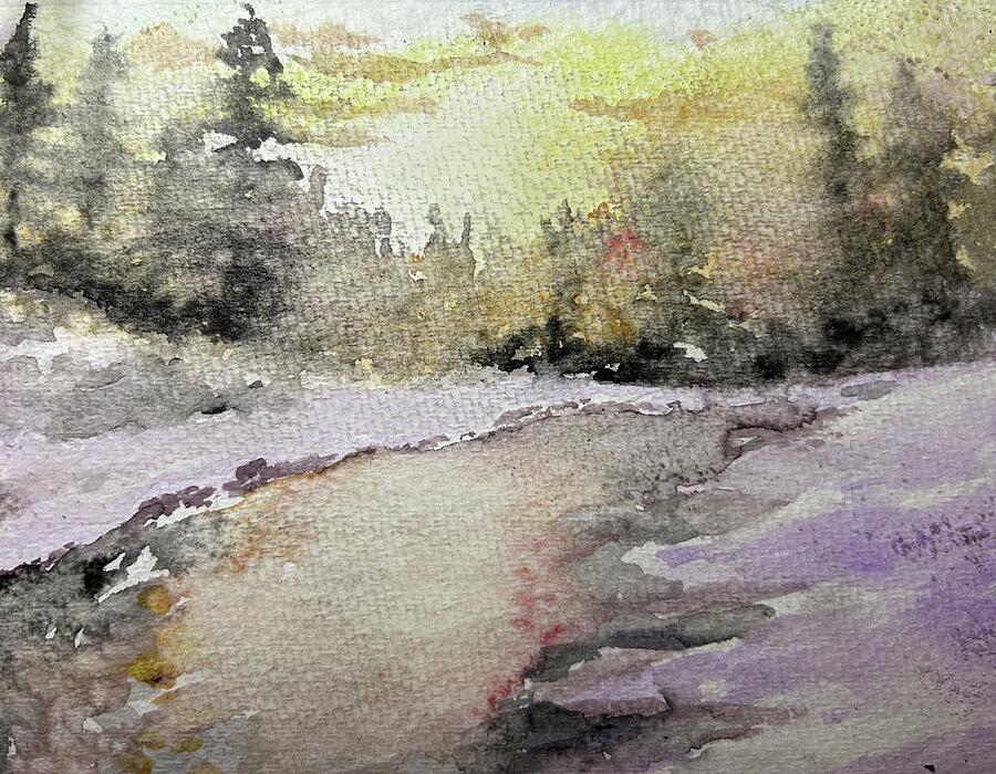 Watercolor Winter Painting by Larry Whitler