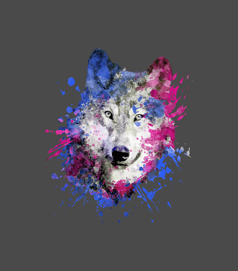 Watercolor Wolf Head Painting Splash Painting Wolves Lover Digital Art ...