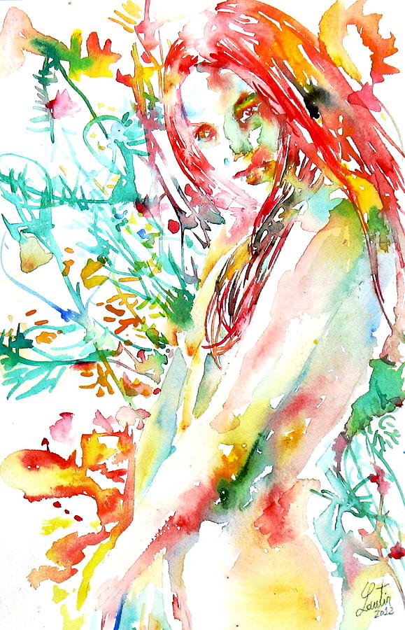 Nature Painting - Watercolor Woman.53 by Fabrizio Cassetta