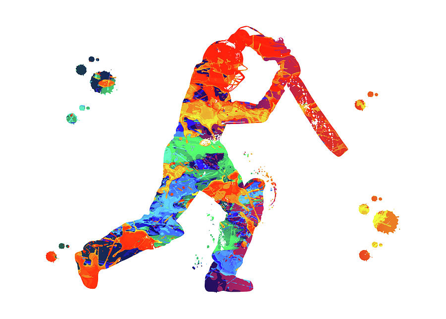 Watercolors Cricket Player Digital Art by Towery Hill - Fine Art America