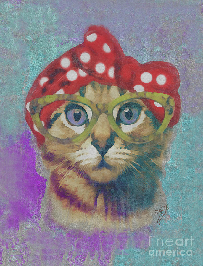 Watercolor Fancy Cat Digital Art by BooPooBeeDoo Design | Fine Art America