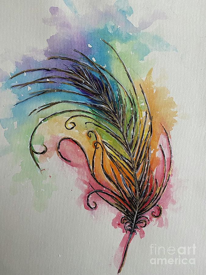 Watercolour feather Painting by Sharron Knight