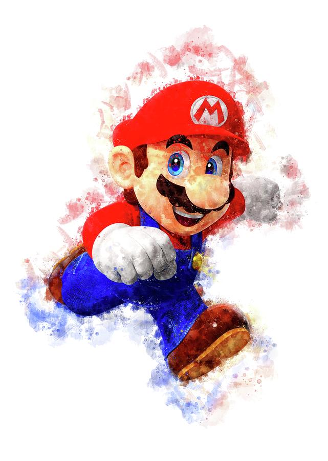 Watercolour Mario Splash Digital Art by Colin Newton-harris - Fine Art ...