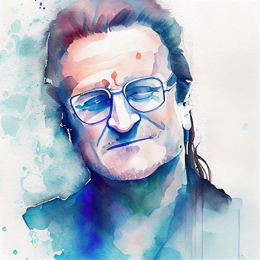 Watercolour Of Bono Mixed Media