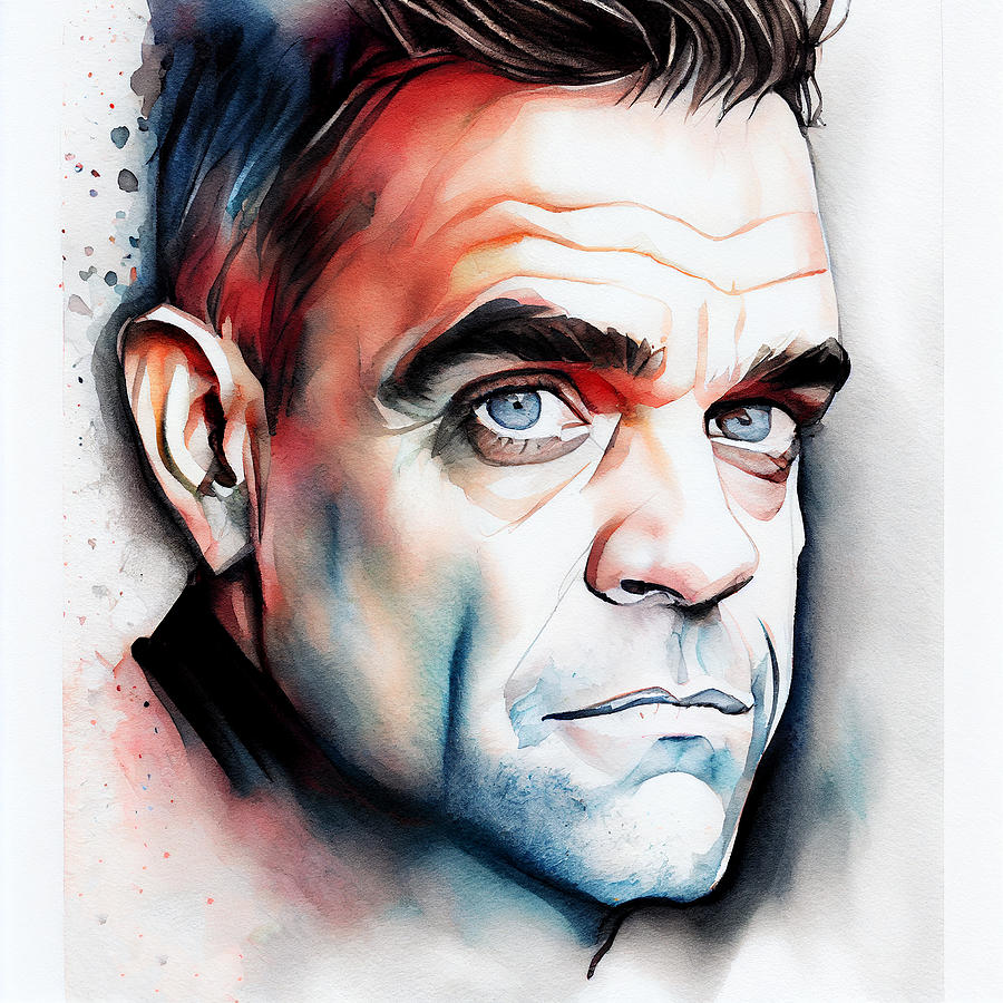 Watercolour Of Robbie Williams Mixed Media by Smart Aviation - Fine Art ...