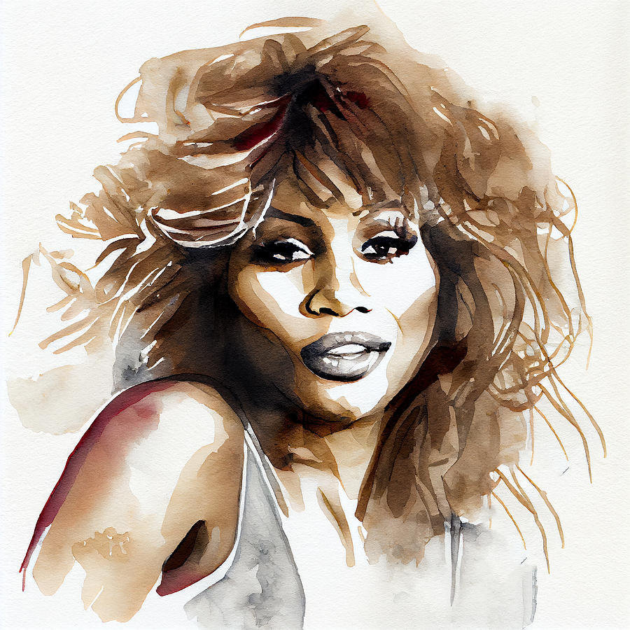 Watercolour Of Tina Turner Mixed Media