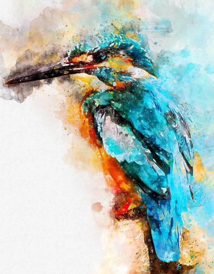 abstract kingfisher painting