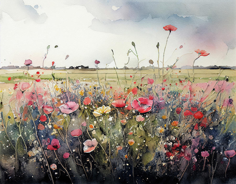 Watercolour Wildflowers Digital Art by Mike Taylor