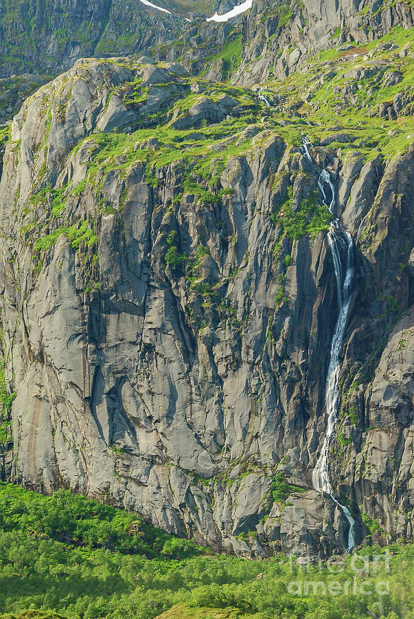 Summer Photograph - Waterfall along the Coast of Norway by Nancy Gleason