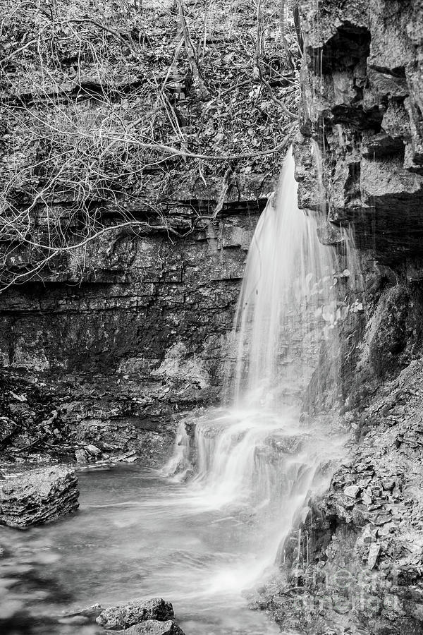 Waterfall At Ruth And Paul Conservation Grayscale Photograph by Jennifer White Waterfall At Ruth And Paul Conservation Grayscale Photograph by Jennifer White