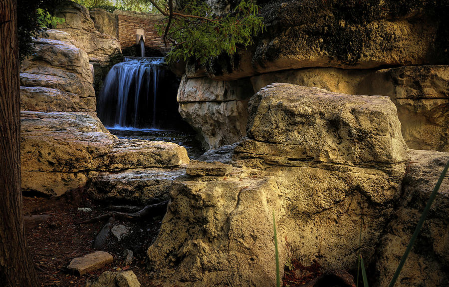 Waterfall Photograph - Waterfall at the Gonzalez  Convention Center by Judy Vincent