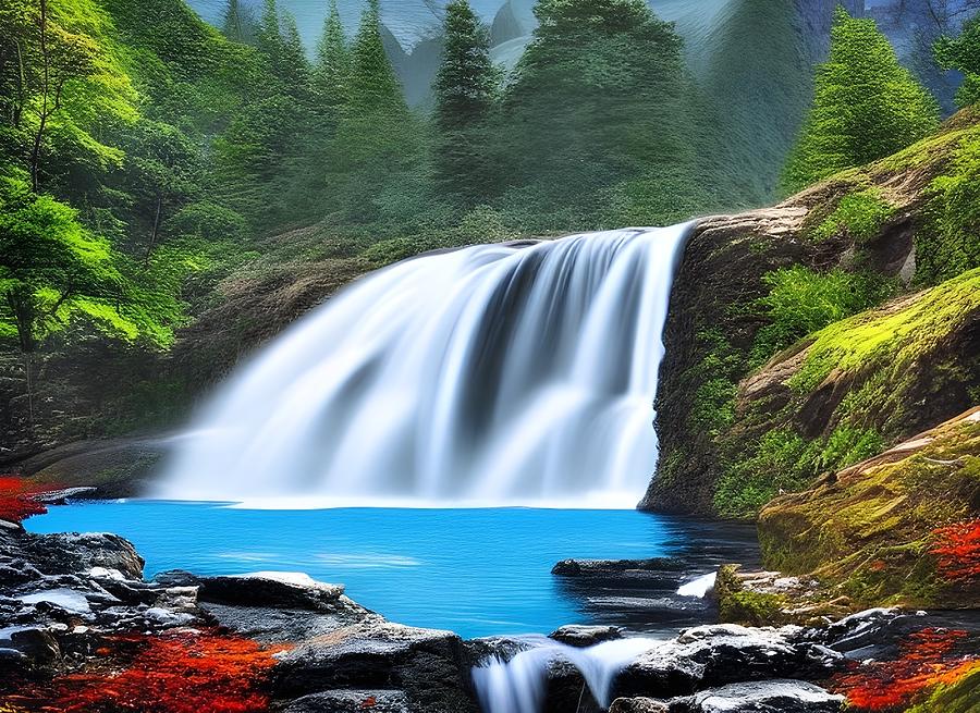 Waterfall Digital Art by Carol-Ann Taillefer - Fine Art America