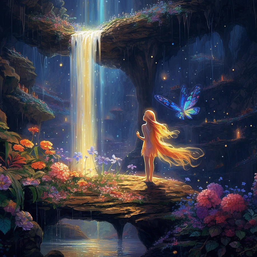 Waterfall fairy Digital Art by Mythical Designs - Fine Art America