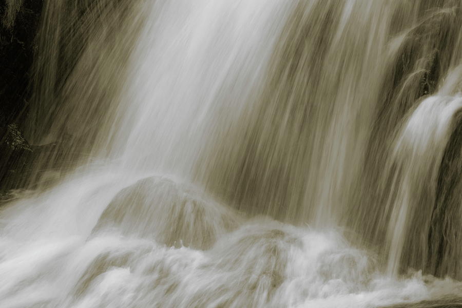 Waterfall flowing over rocks - sepia Photograph by Ulrich Kunst And Bettina Scheidulin