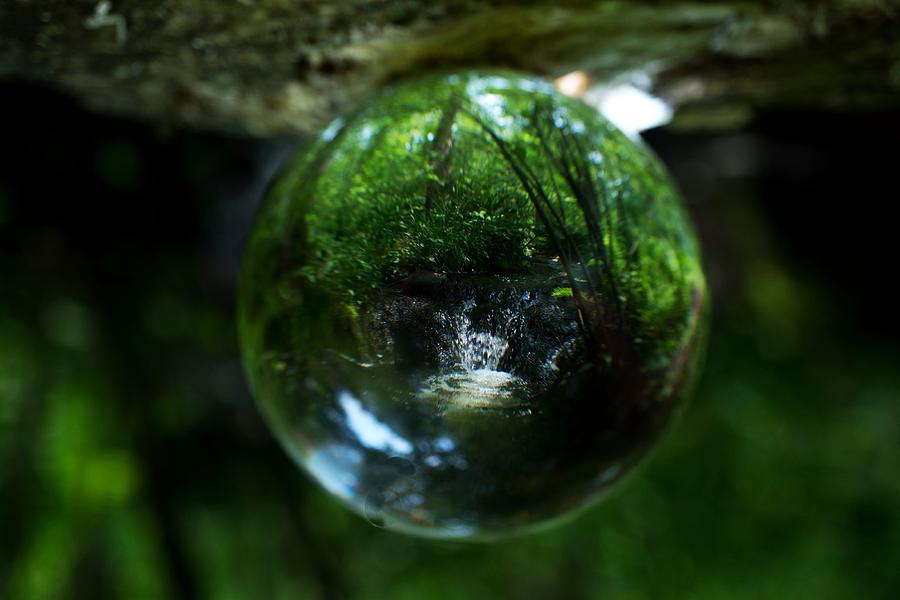 Ball Photograph - Waterfall In a Crystal Ball by Linda Howes