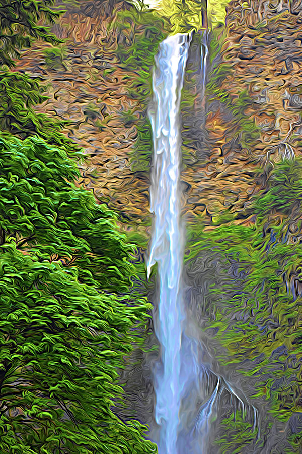 Waterfall in Expressionism Photograph by Roberta Byram