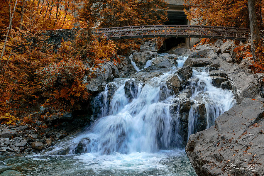 Waterfall in Fall Colors Photograph by Geno