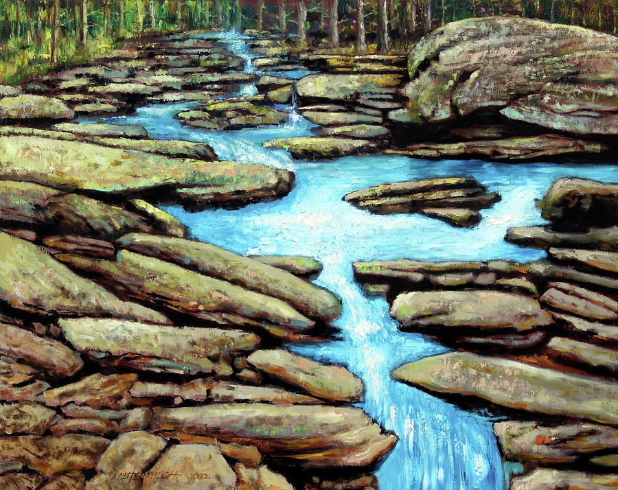 Waterfall in Georgia Painting by John Lautermilch