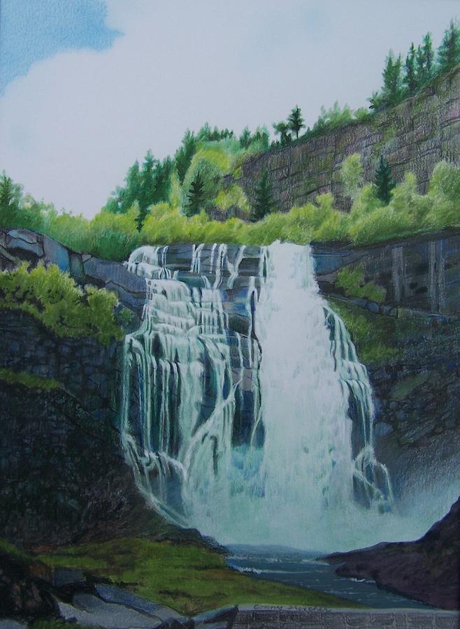 Waterfall in Norway Mixed Media by Constance DRESCHER