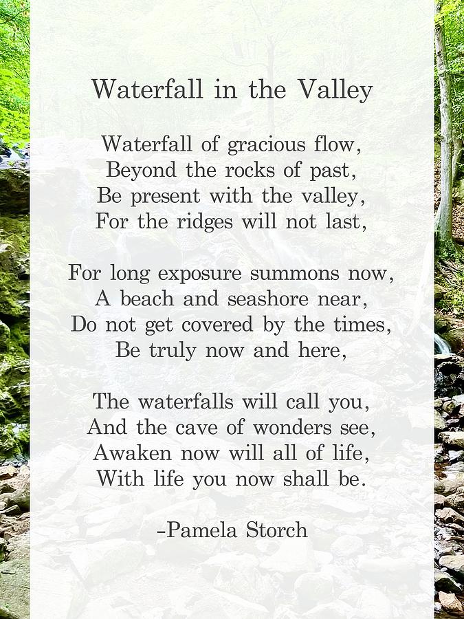 Waterfall Digital Art - Waterfall in the Valley Poem by Pamela Storch