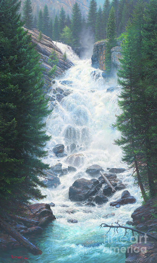 Waterfall Painting by JQ Licensing