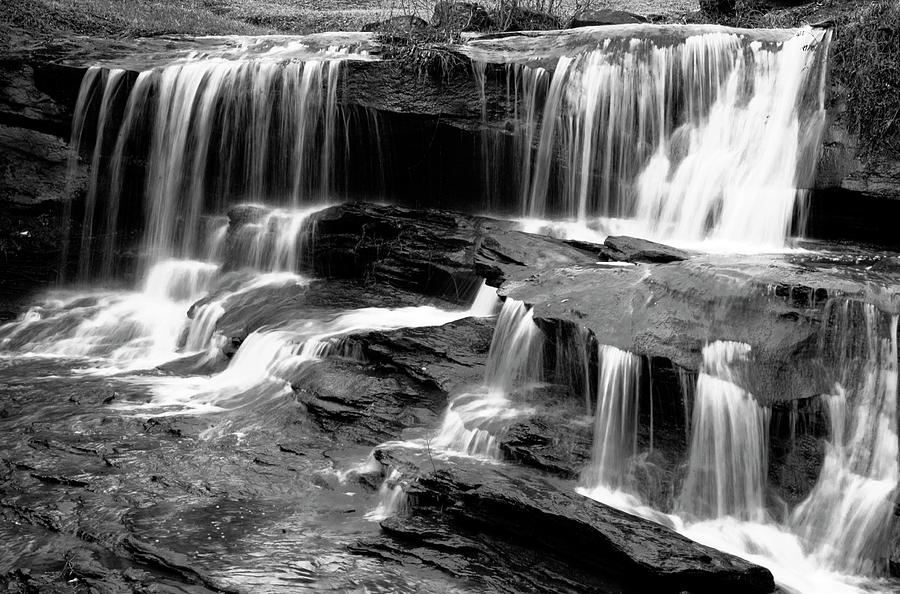 Waterfall Lake Lure NC BW Photograph by Bob Pardue