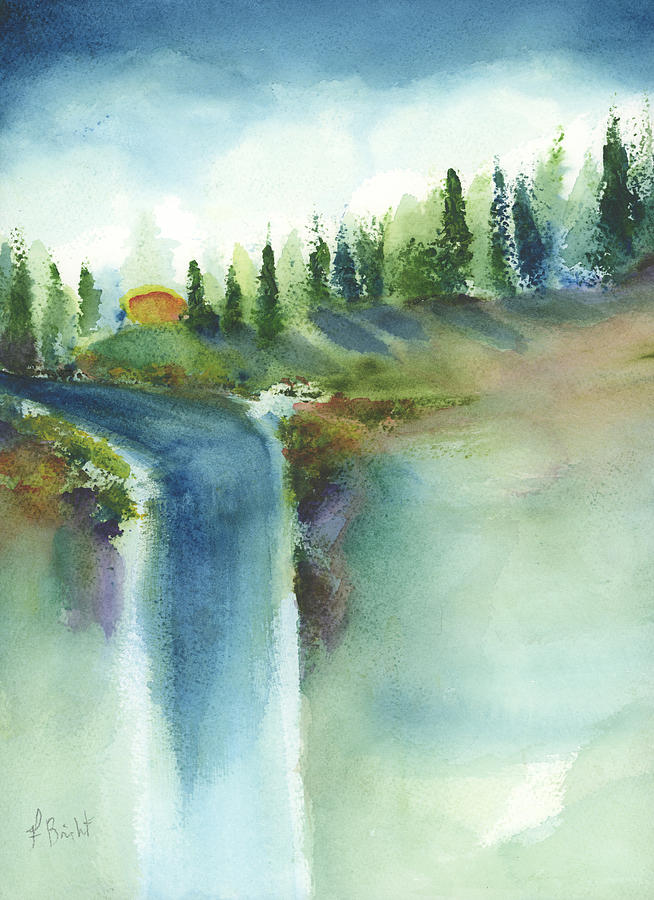Waterfall Landscape Painting by Frank Bright