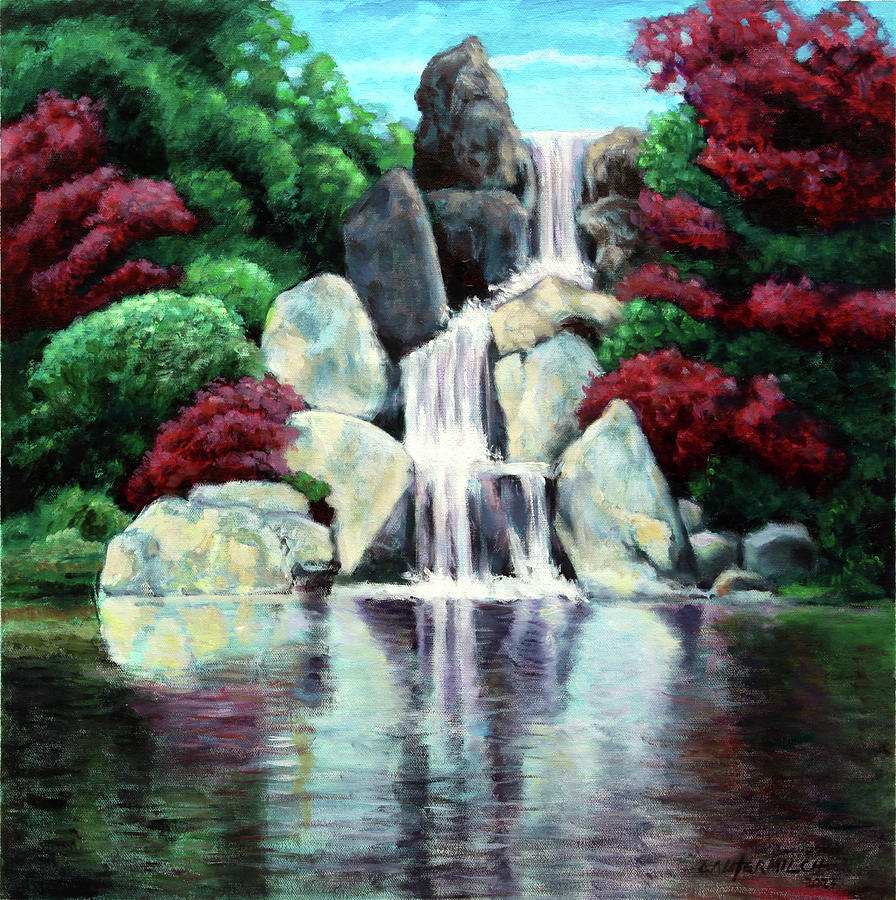 Waterfall Missouri Botanical Painting by John Lautermilch