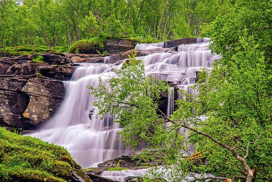 Waterfall near Grov Photograph by Les Hutton
