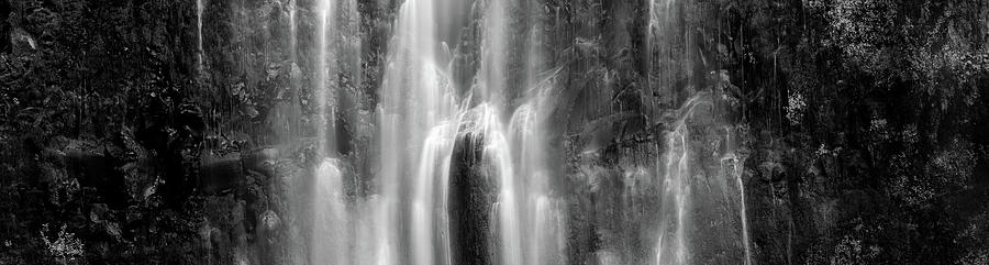 Nature Photograph - Waterfall Panorama Design in Black and White by Christopher Johnson