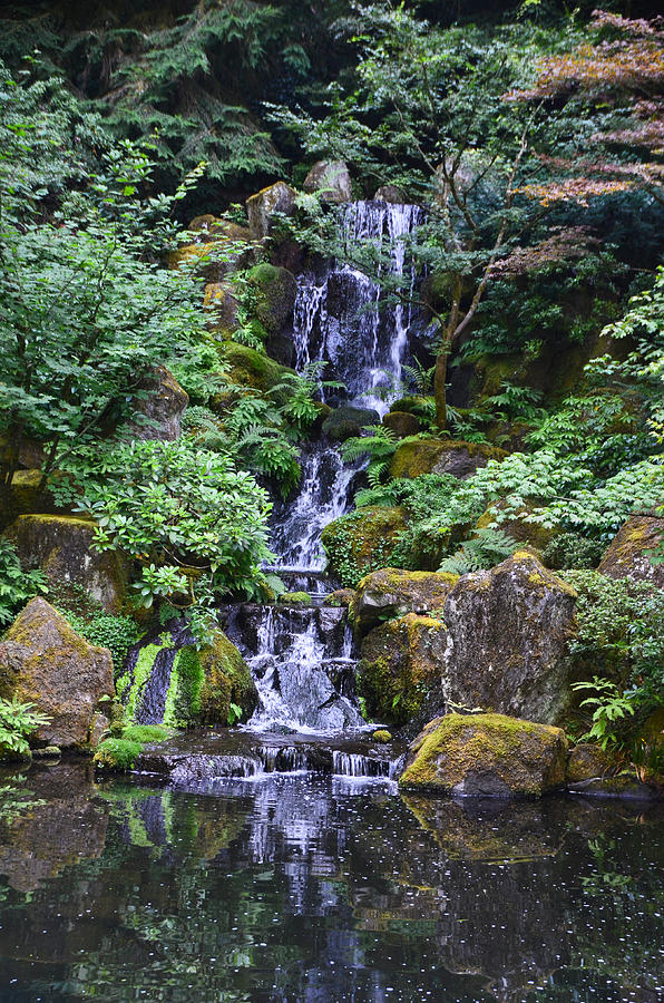 Waterfall - Portland Japanese Garden-2 Photograph by Alex Vishnevsky