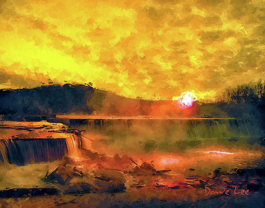 Waterfall Sunrise Digital Art by Dave Lee