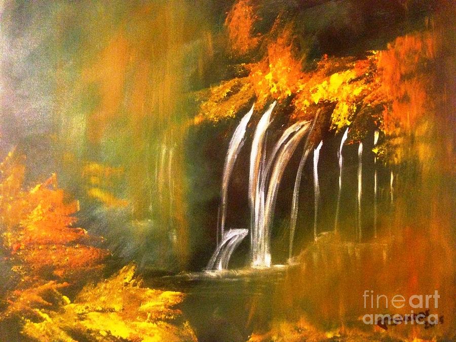 Waterfall Painting by Tatiana Sragar