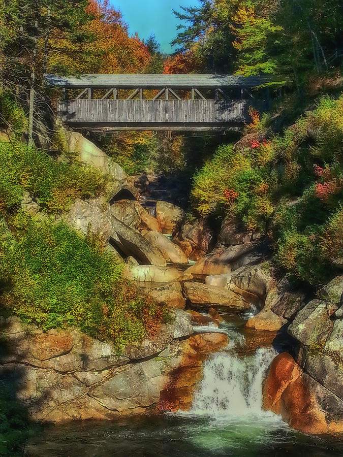 Waterfall under the Pine Sentinel Bridge Photograph by Jeff Folger