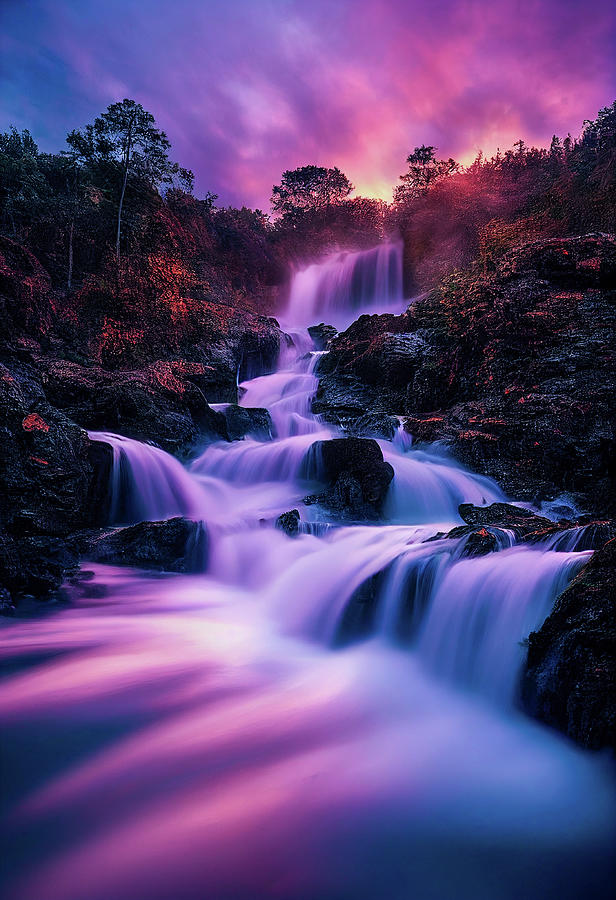 Waterfalls at Sunset Digital Art by Billy Bateman