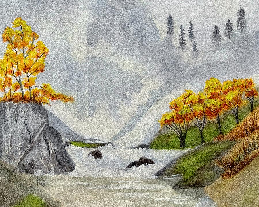Waterfalls in the Mists Painting by Kirsten Giving