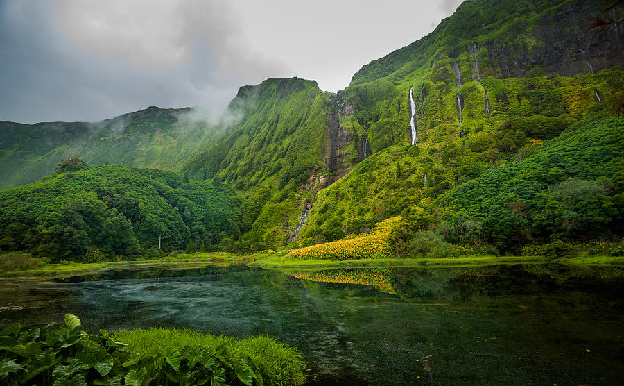 Waterfalls on Flores Island Azores Portugal Photograph by Zodebala