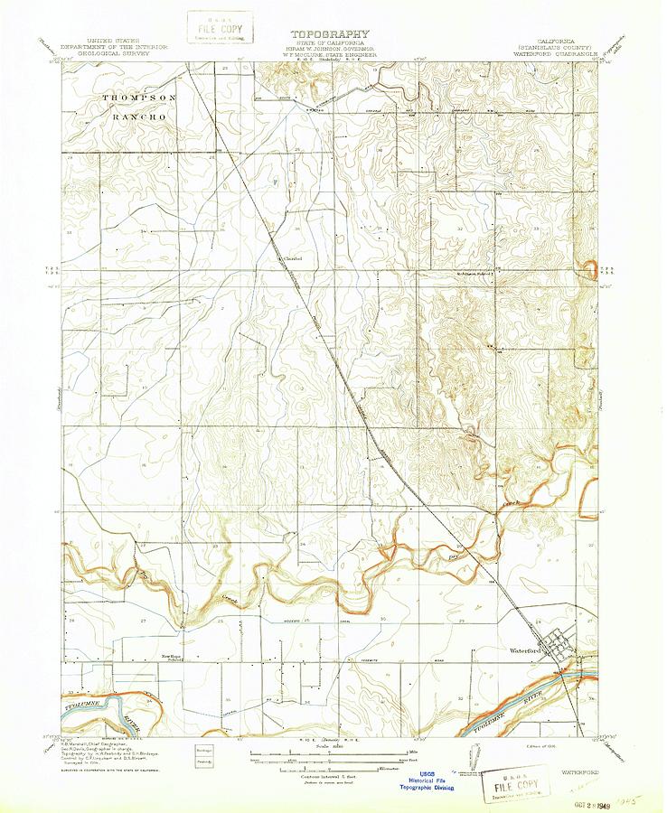 Waterford CA from 1916 Vintage Map High Quality Mixed Media by Vintage ...