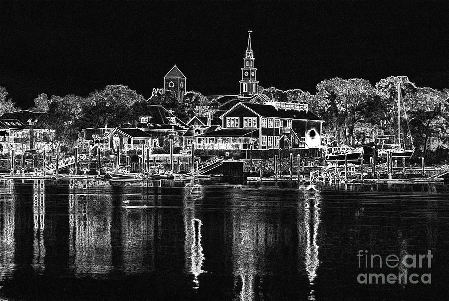 Waterfront Etching BW Photograph by Butch Lombardi