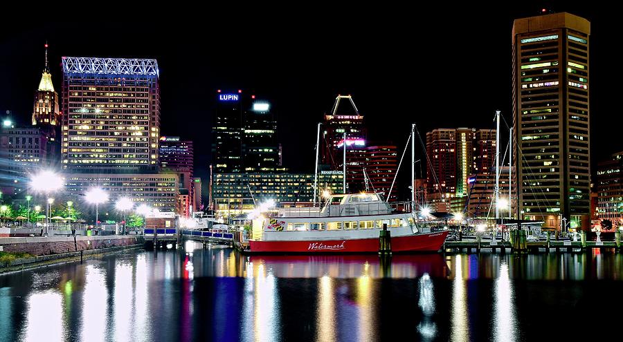 Waterfront Lights In Baltimore Maryland Photograph