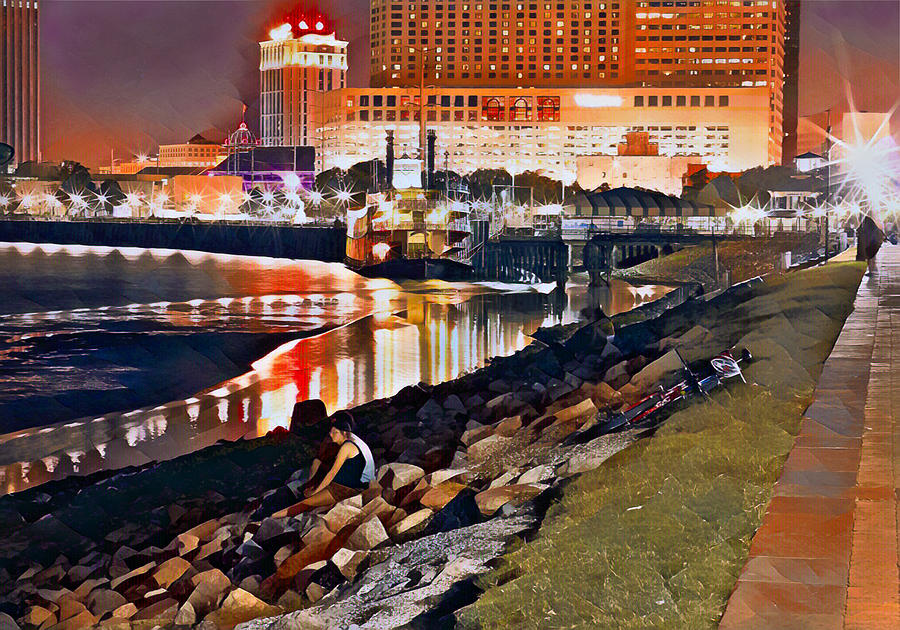 Waterfront New Orleans, Summer Night Painting by Eyes Of CC