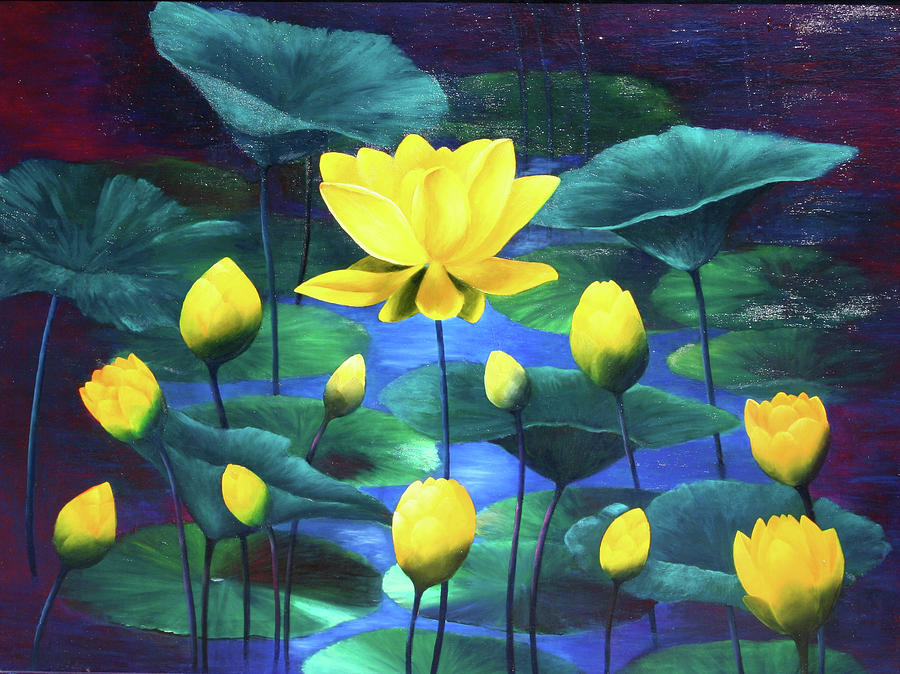 Waterlilies Painting by Karin Eisermann