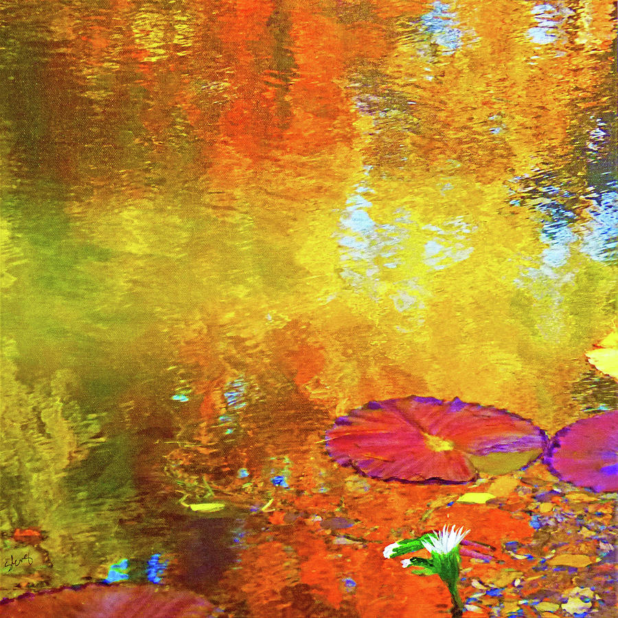 Abstract Mixed Media - Waterlilies by Sharon Williams Eng
